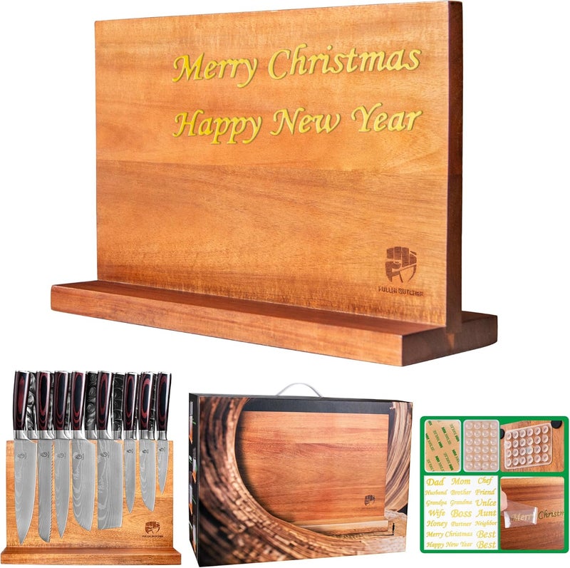 FULLHI Kitchen Magnetic Knife Block Holder, Knife Magnetic Strip with Enhanced Magnets natural wood Multifunctional Storage Holder for Kitchen Utensil, Knife Set, Scissors,Spice Ja - Image 1
